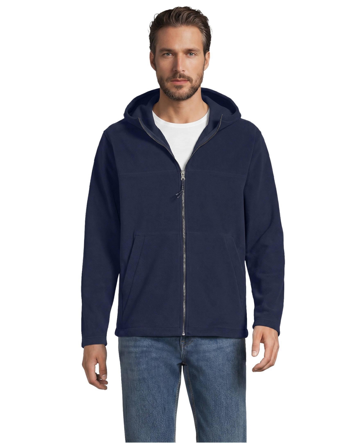 Lands' End Men's Anyweather RainDefense Full Zip Fleece Hoodie
