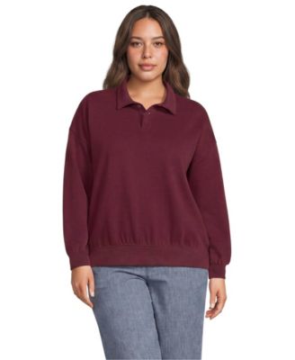 Plus Size Long Sleeve Serious Sweats Polo Collar Sweatshirt