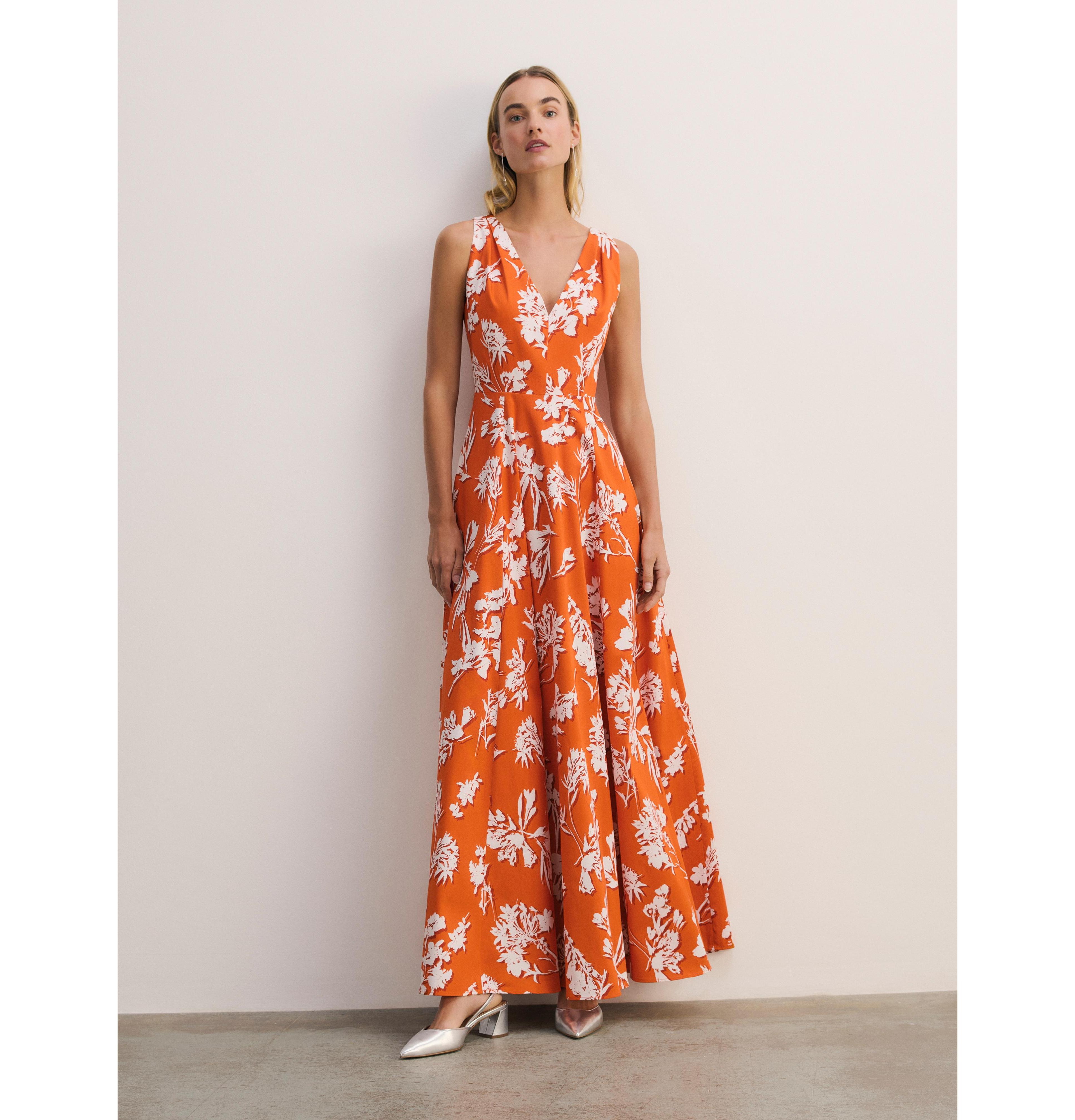 The Fold Women's Maxi V-Neck Floral Fit Flare Dress