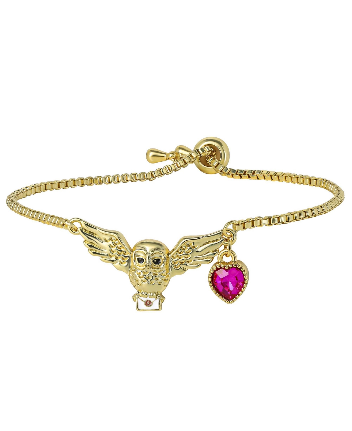 Harry Potter Hedwig Bracelet for Women Official License, Adjustable - Gold tone