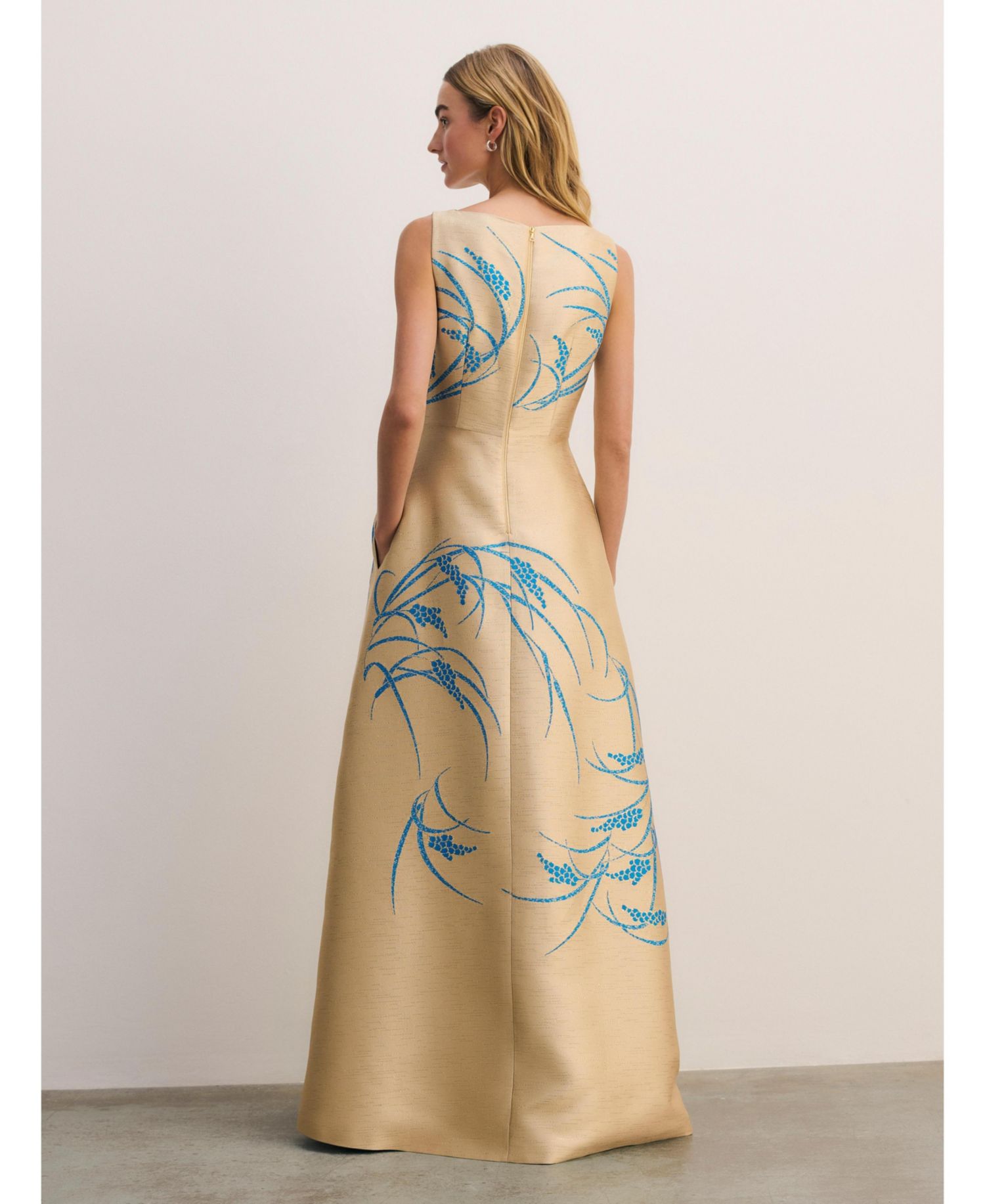 Women's Avila Embroidered A-Line Jacquard Maxi Gown
