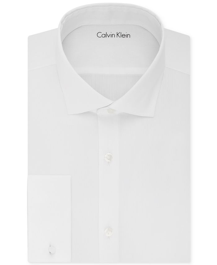 Calvin Klein X Men's Extra-Slim Fit White Solid French Cuff Dress Shirt ...