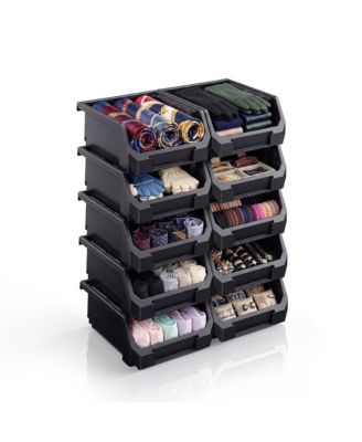 Small Open Front Stackable Clothing Storage Bin - Closet and Wardrobe Organizer