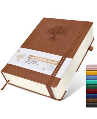 365 Page A4 Lined Hardcover Journal Thick Ruled Paper with Closure Band and Pocket