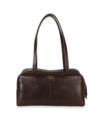 Cocoa Brown Antiqued Calfskin Large Carry Shoulder Bag