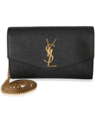 Black Grain de Poudre Uptown Chain Wallet