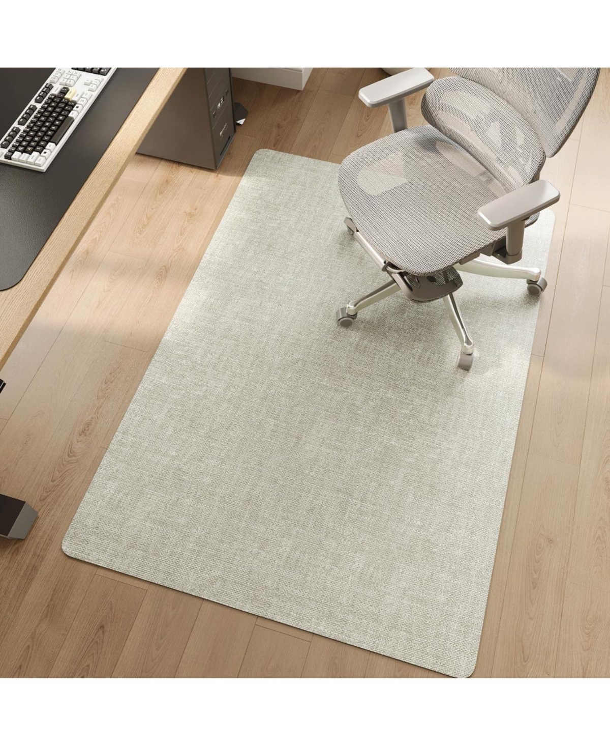 Danrong Pu Leather Office Chair Mat Non Slip Hard Floor Protector Silent Rolling Desk