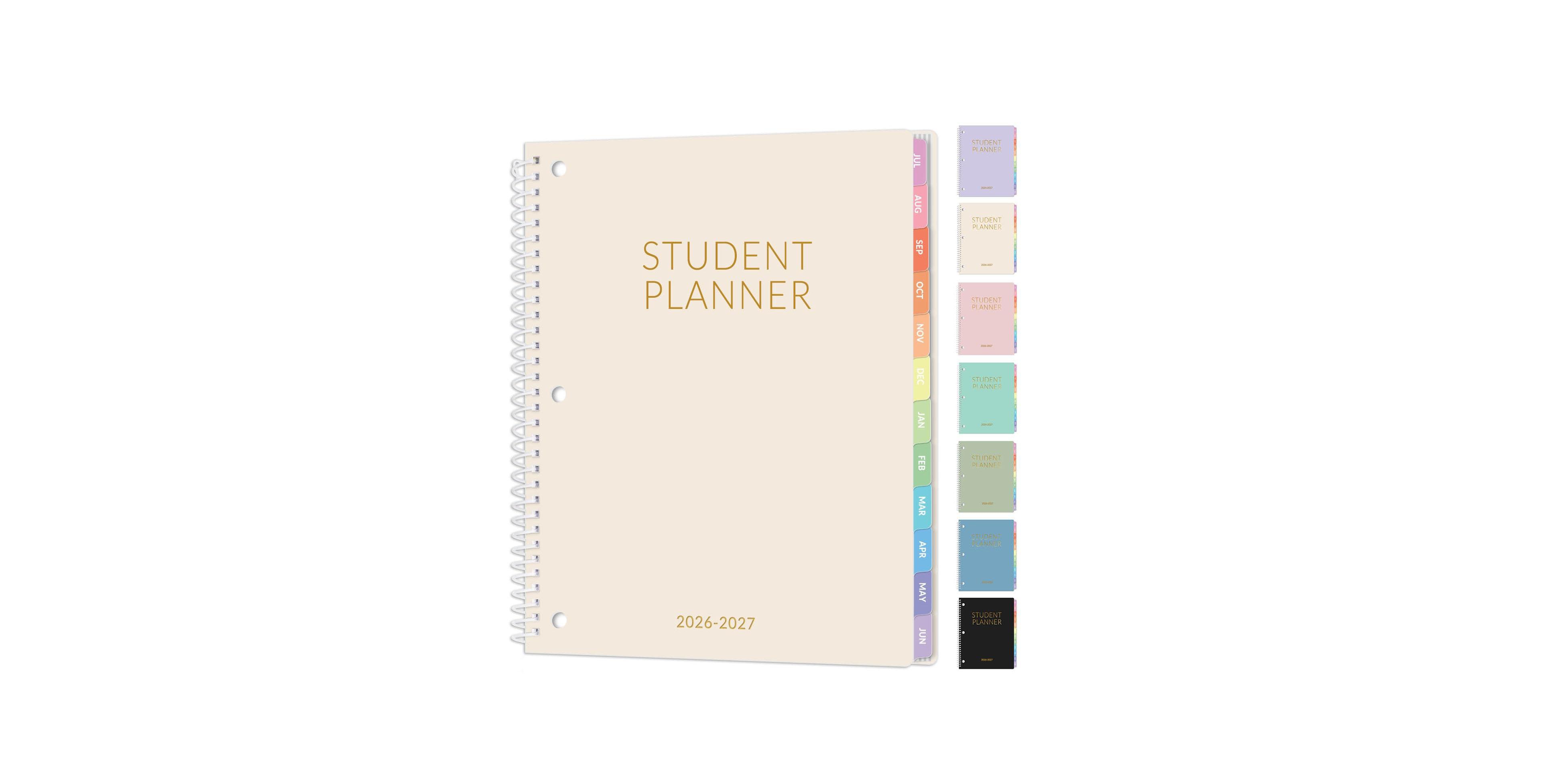 Danrong Student Planner Academic Weekly Monthly Plan Book School Lesson Organizer with Bookmark Tabs 3 Hole Punched