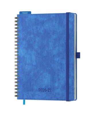 18 Month Spiral Bound Academic Planner Vertical Layout Leather Soft Cover With Monthly Tabs Pocket