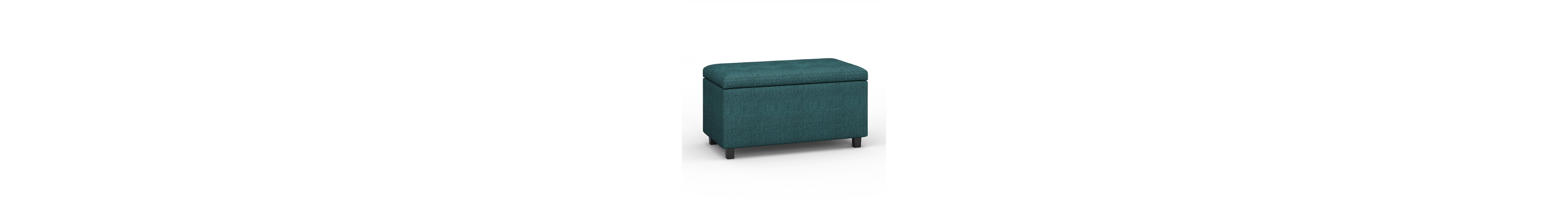 Flynama 34 Inch Storage Ottoman Bench Teal Fabric Tufted Footrest