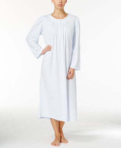 Miss Elaine Pleated Textured Knit Nightgown