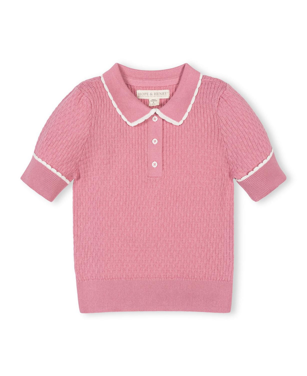 Hope & Henry Little and Big Girl's (Xxs-l) Organic Peter Pan Collar Sweater Polo - Rose pink
