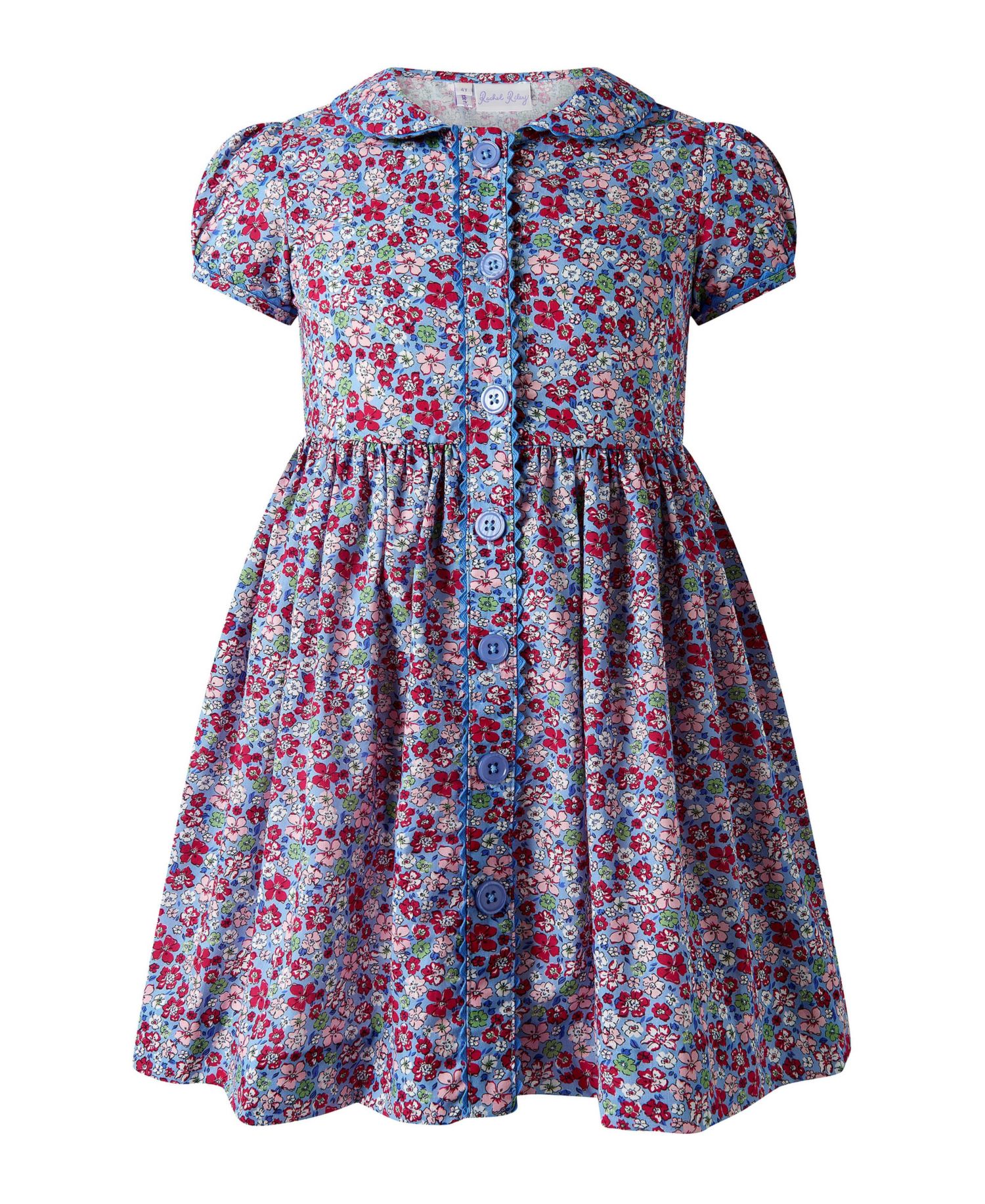 Girls' 4-16 Country Garden Floral-Print Puff-Sleeve Peter Pan Collar Dress