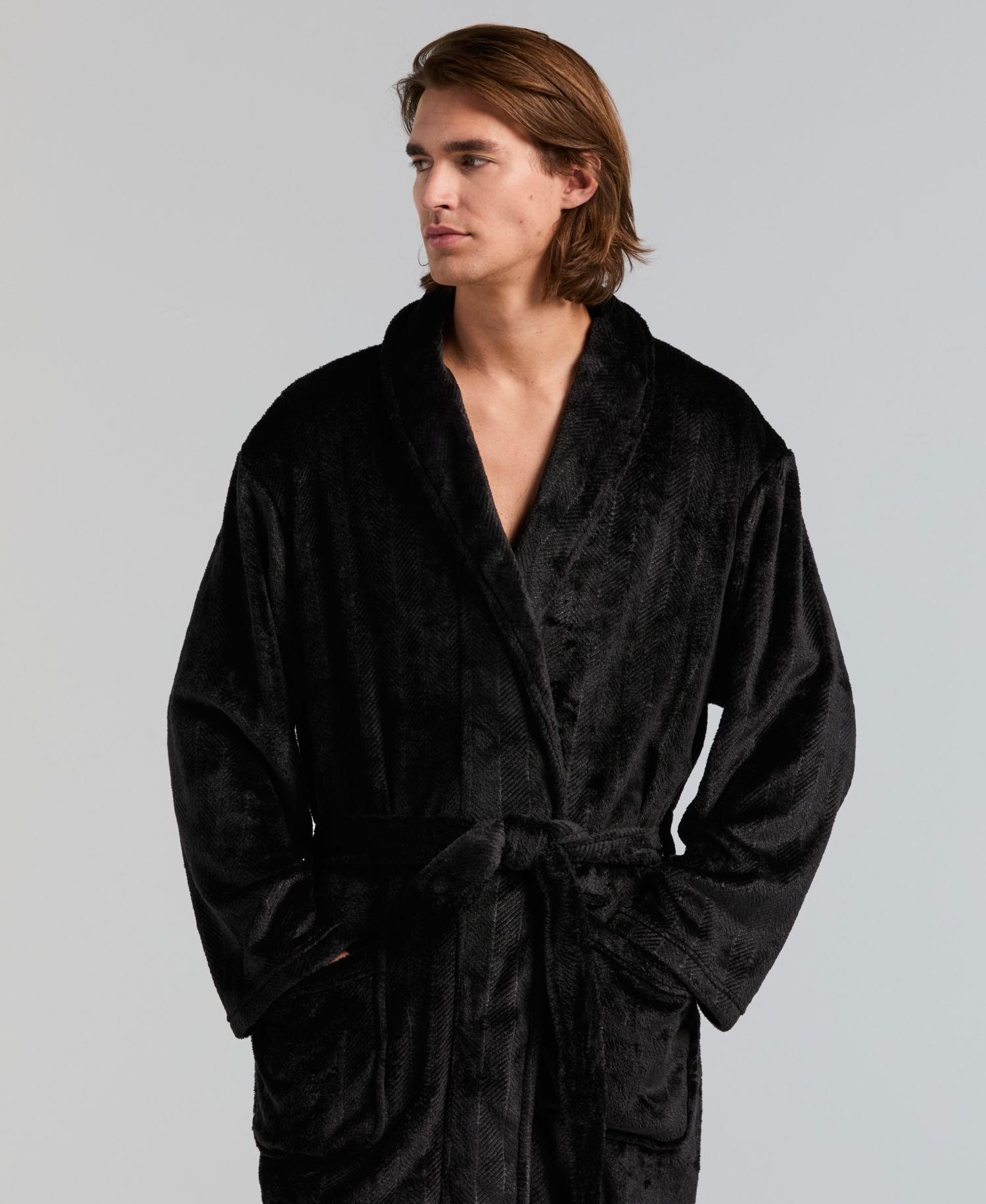 Men's Fleece-Herringbone Robe