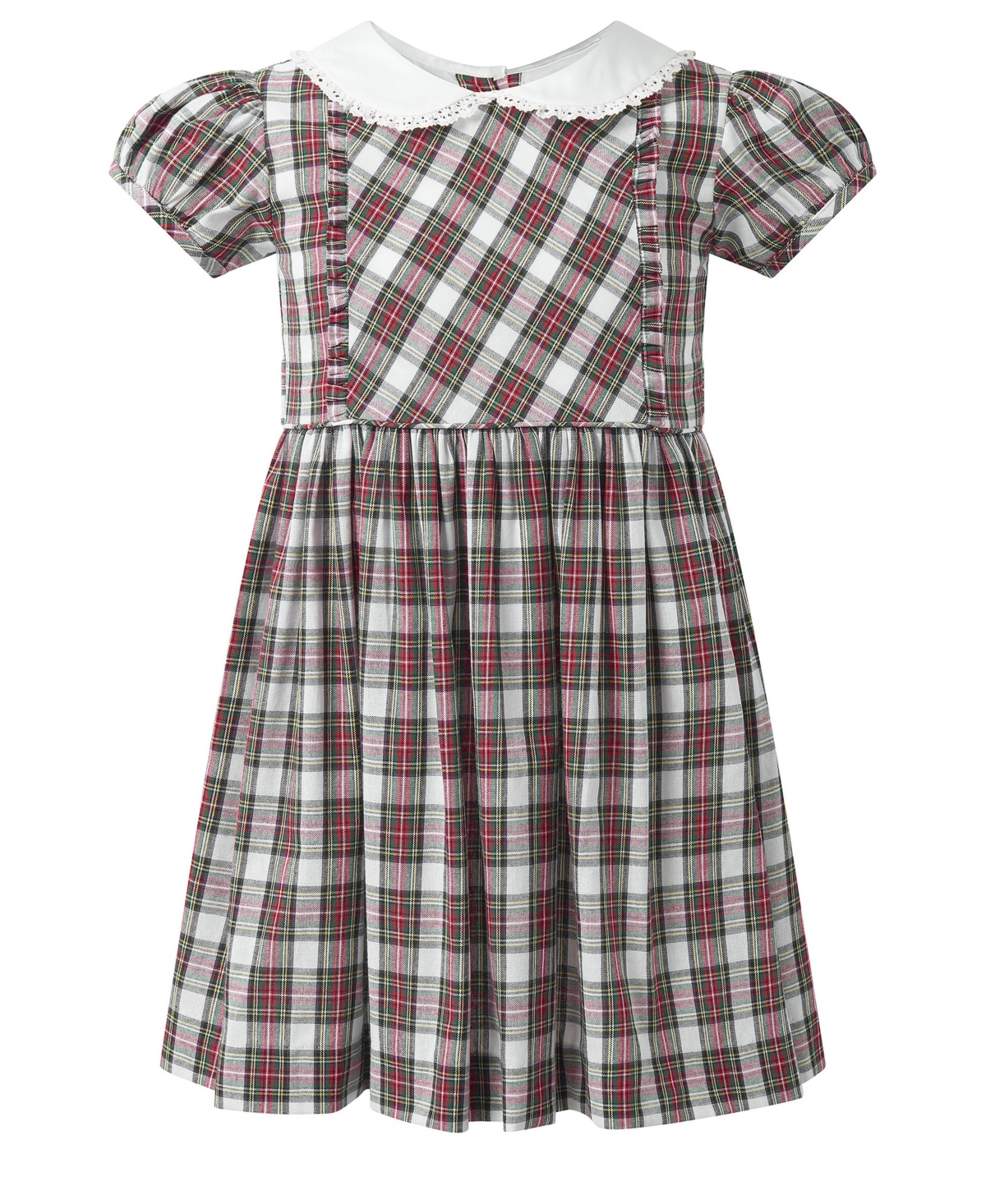 Rachel Riley Girls' 2-10 Ivory Tartan Frill Front Dress