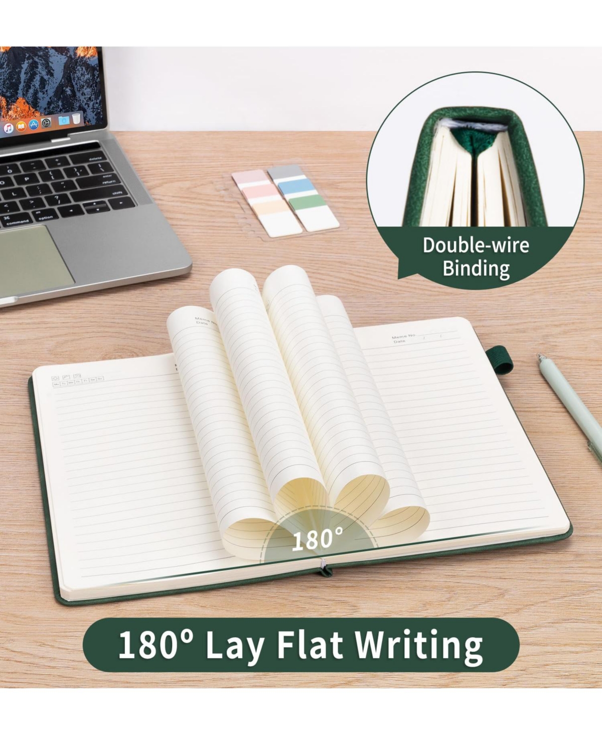Danrong Hardcover Lined Journal Notebook Thick Paper Lay Flat Elastic Closure Ribbon Bookmark