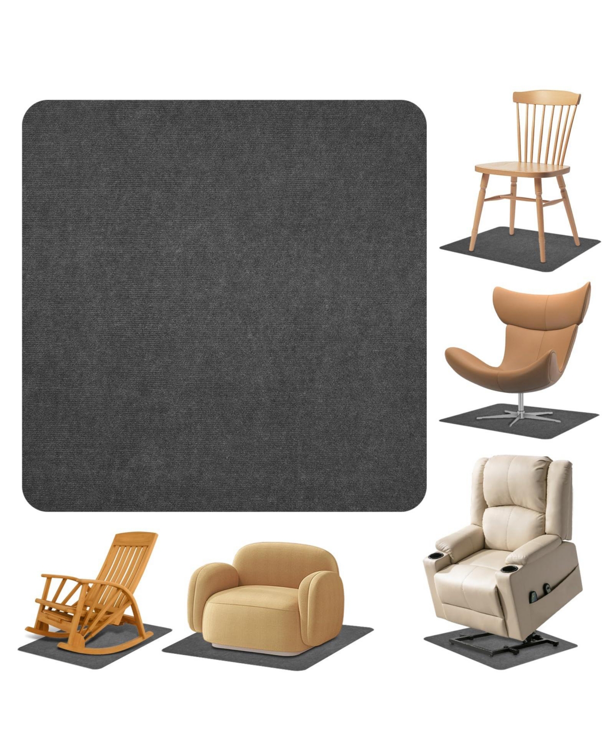 Danrong Non Slip Tpr Office Chair Floor Mat Protector For Hardwood Floors - Grey 35"x35"-1pack