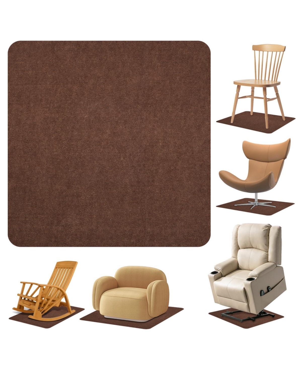 Danrong Non Slip Tpr Office Chair Floor Mat Protector For Hardwood Floors - Brown 40"x40"-1pack