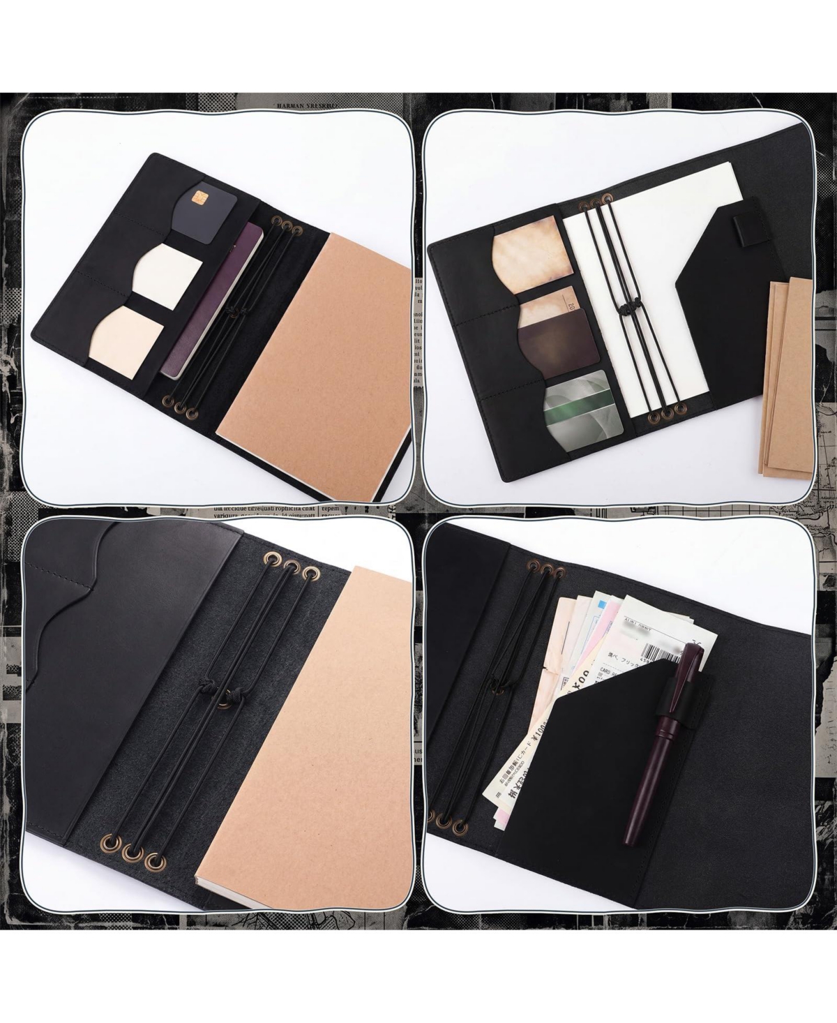 Danrong Genuine Leather Refillable Travel Journal Notebook With Card Slots Pen Holder