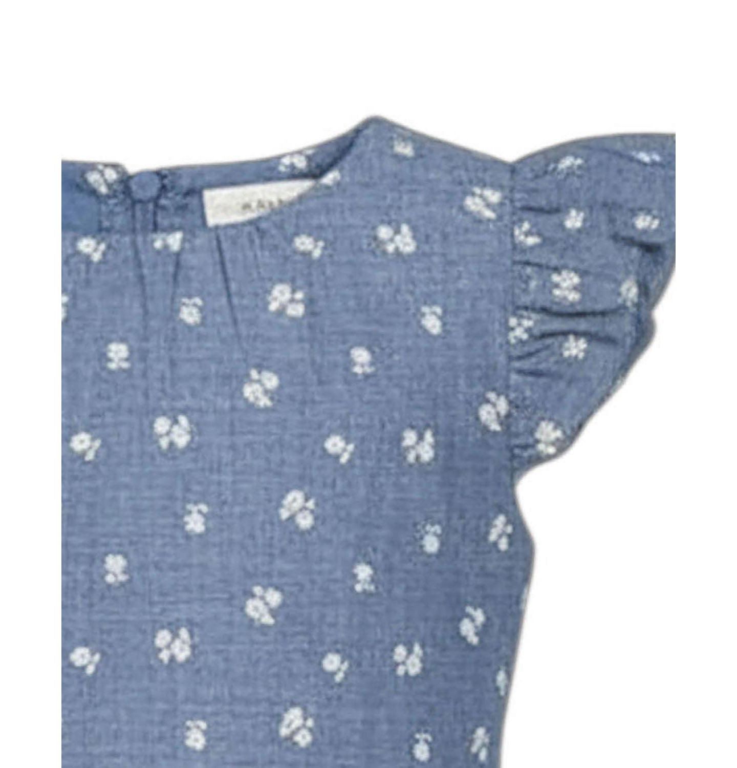 Платье Hope & Henry Chambray Smocked-Waist Ruffle-Sleeve Dress для девочек, цвет: Шамбре с принтом — фото 2