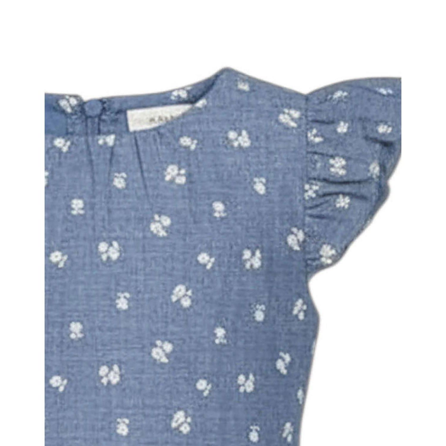 Girls' 4-16 Chambray Smocked-Waist Ruffle-Sleeve Dress