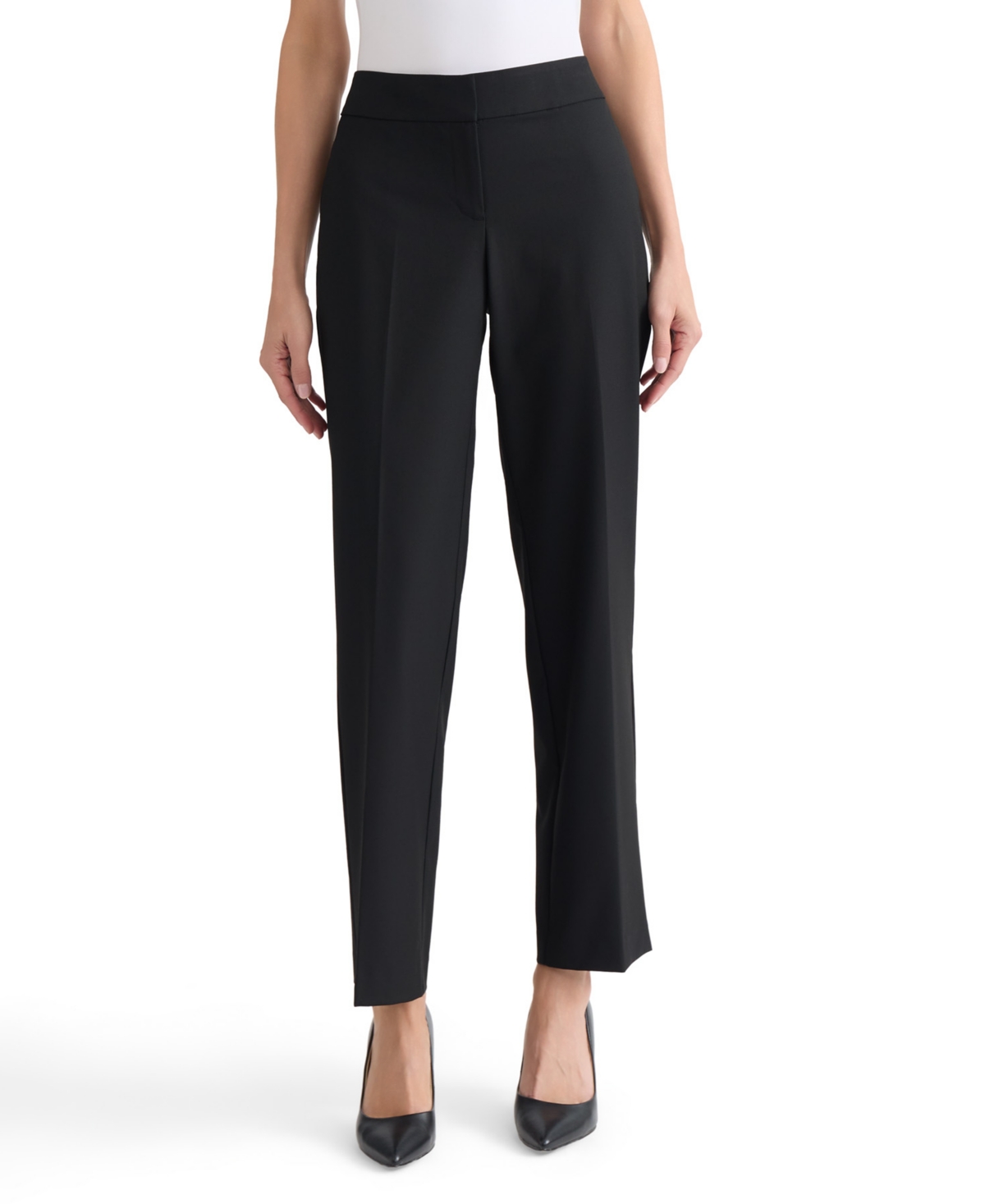 Kasper Women's Machine Washable Bi-Stretch Mid-Rise Straight Pants, Regular & Petite
