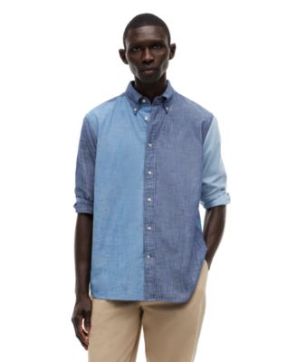 Men's Chambray Blocking Long-Sleeve Shirt