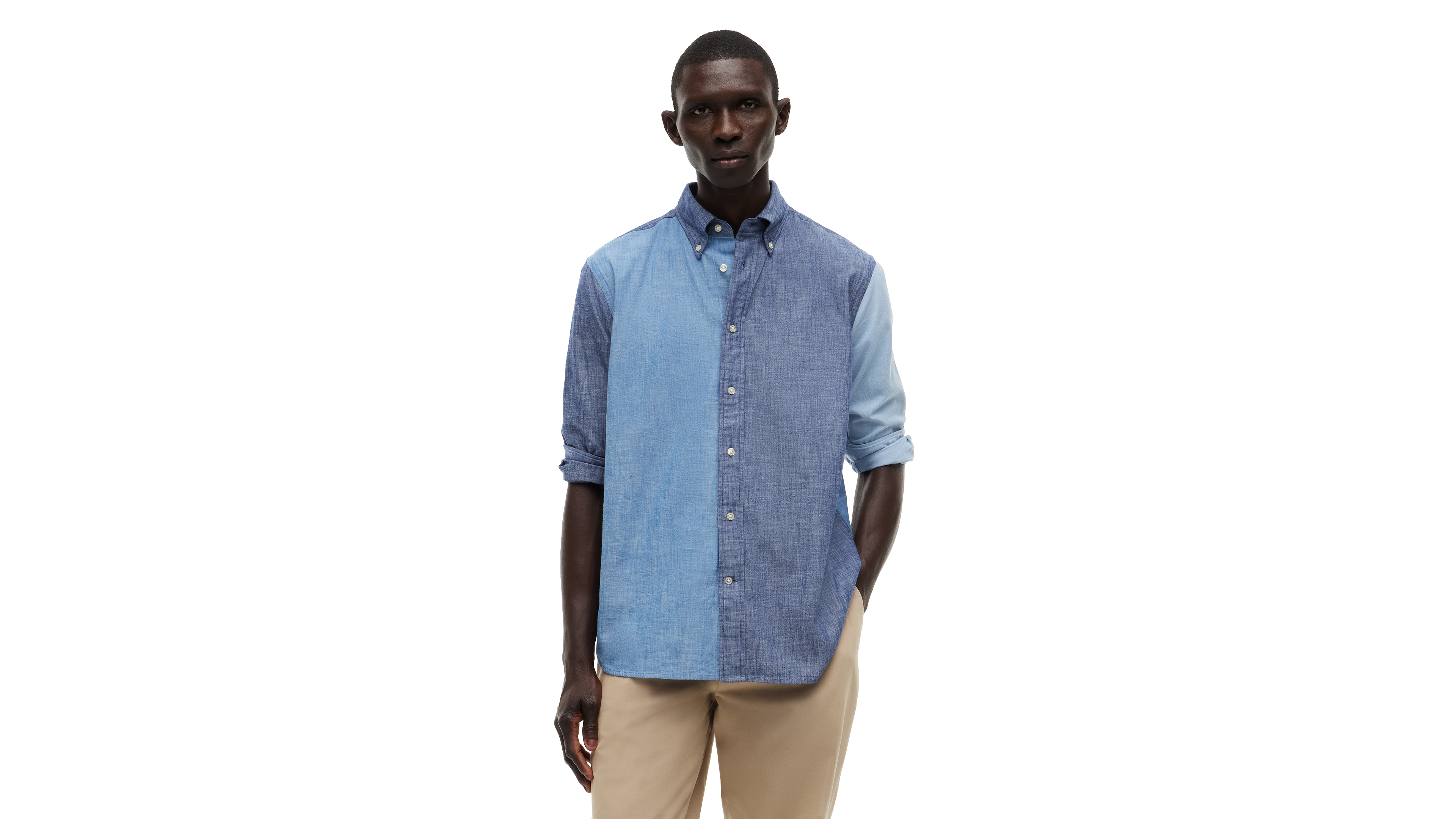 Tommy Hilfiger Men's Chambray Blocking Long-Sleeve Shirt