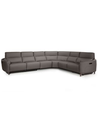Placido Leather 6-Piece 3 Power Motion Sectional Sofa