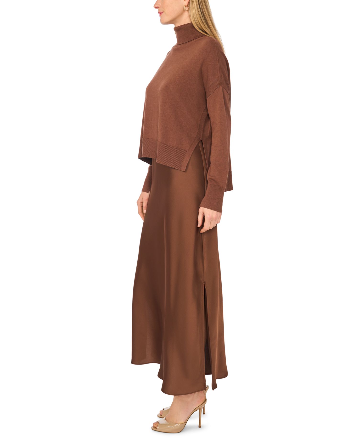 Women's Mock Neck Slip Sweater Dress