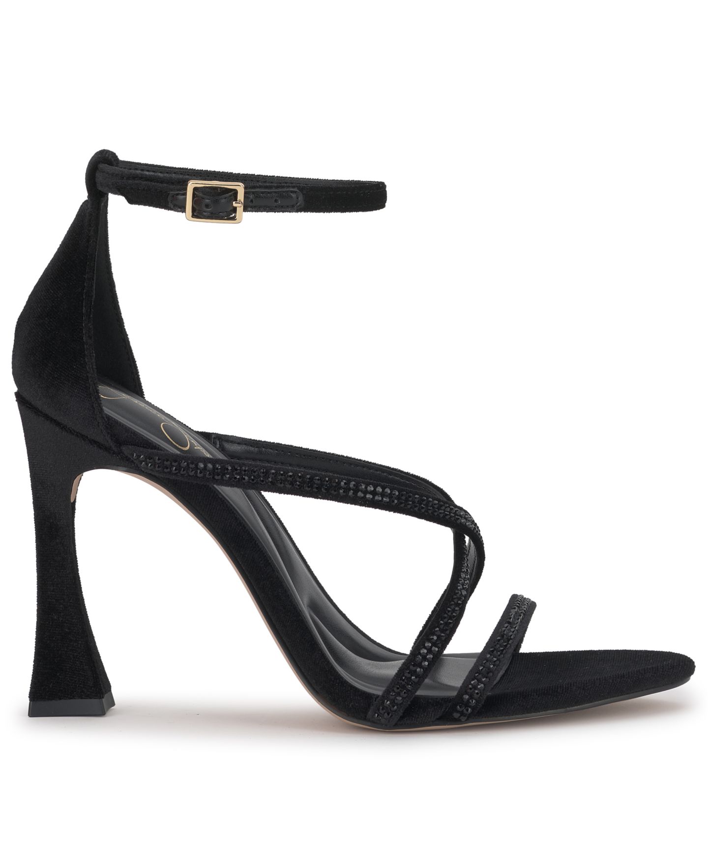Женские сандалии Jessica Simpson Kaliye Strappy Rhinestone Dress Sandals, цвет: Чёрный бархатный — фото 2