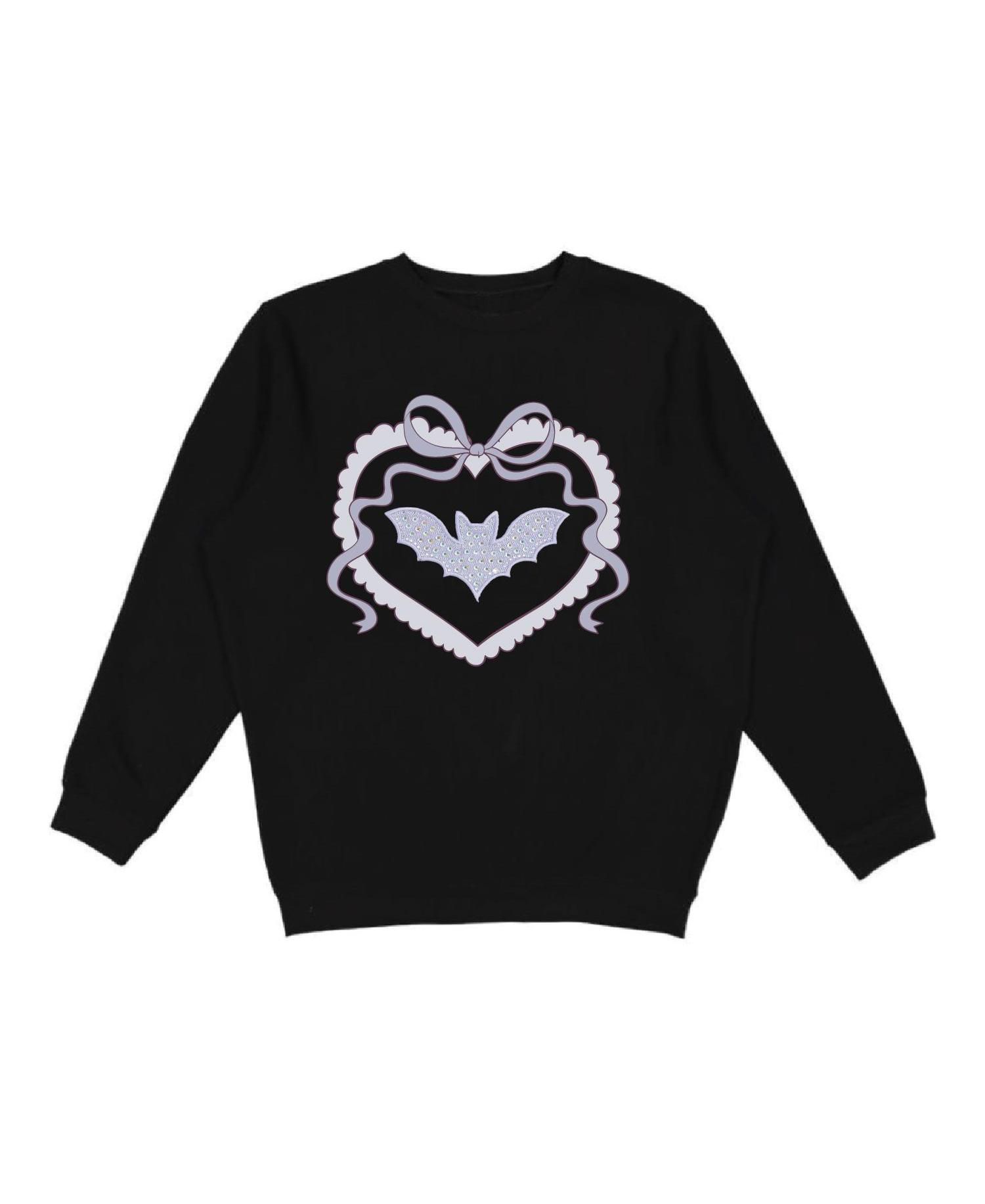 Girls' 4-16 Rhinestone Bat Patch Halloween Sensory-Friendly Sweatshirt