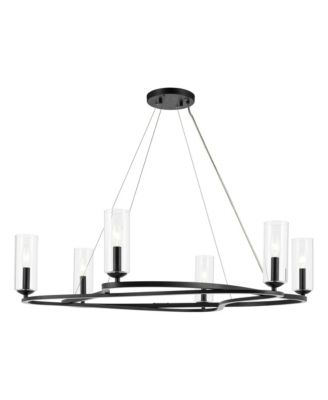 Harpin 37.75 Inch 6 Light Chandelier with Clear Glass