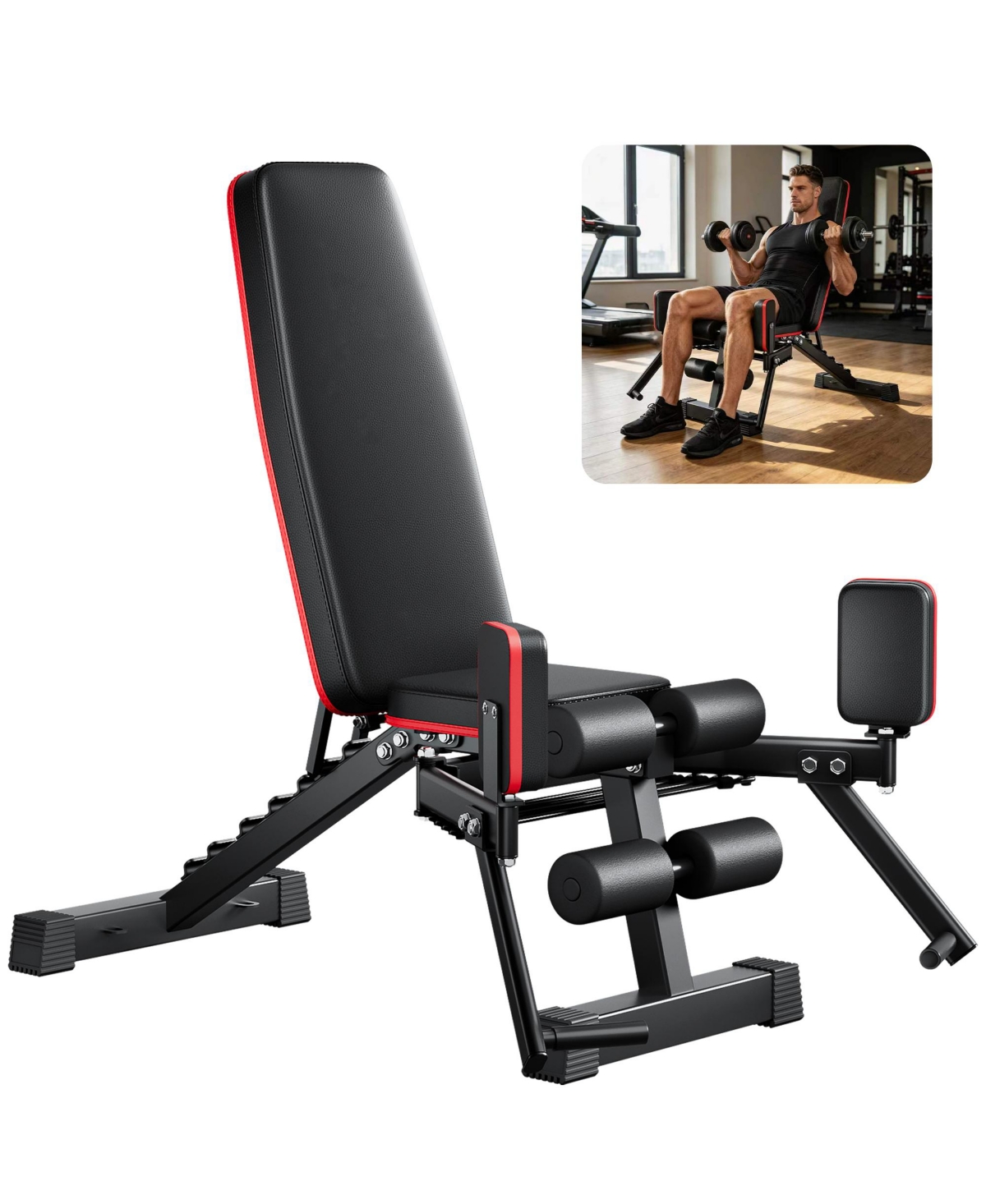 Zeny 2 in 1 Adjustable Weight Bench With Resistance Rope and Hip Abduction Training Function