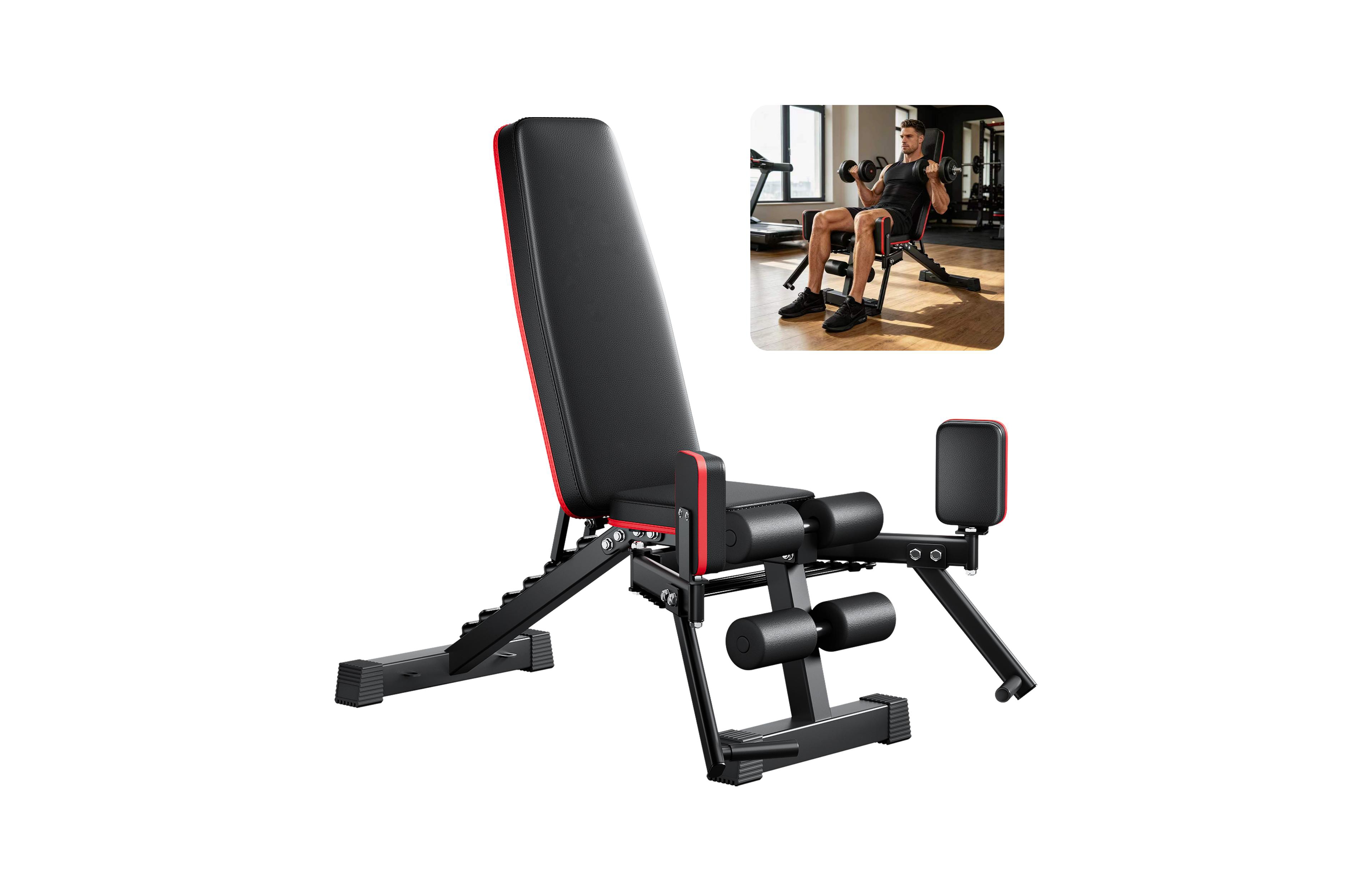 Zeny 2 in 1 Adjustable Weight Bench With Resistance Rope and Hip Abduction Training Function