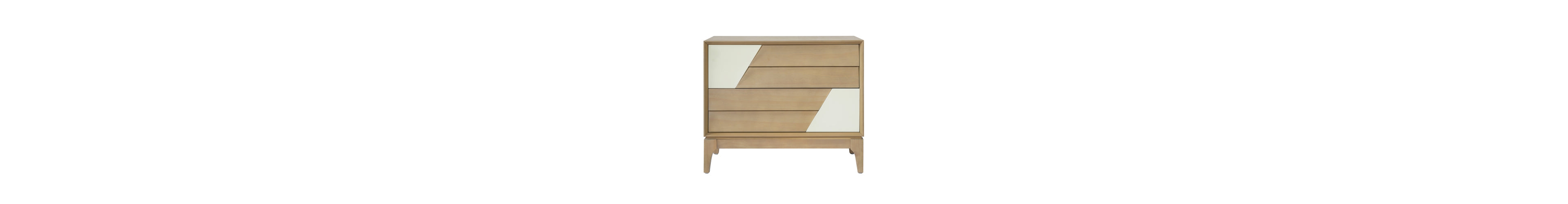 Flynama Japandi Nightstand, 2-Drawer Angled Patchwork Side Table with Tapered Legs