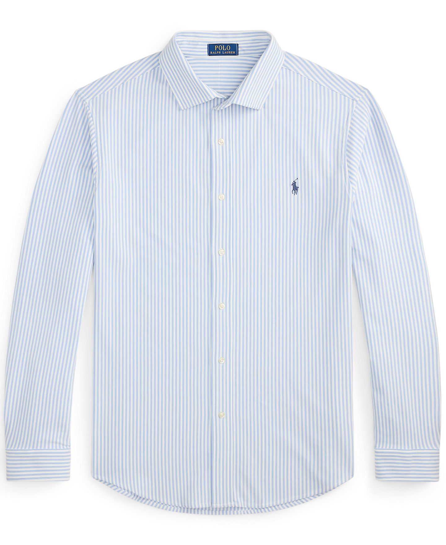 Мужская рубашка Polo Ralph Lauren Big & Tall Striped Stretch Knit Oxford, цвет: Белый / Синий — фото 6