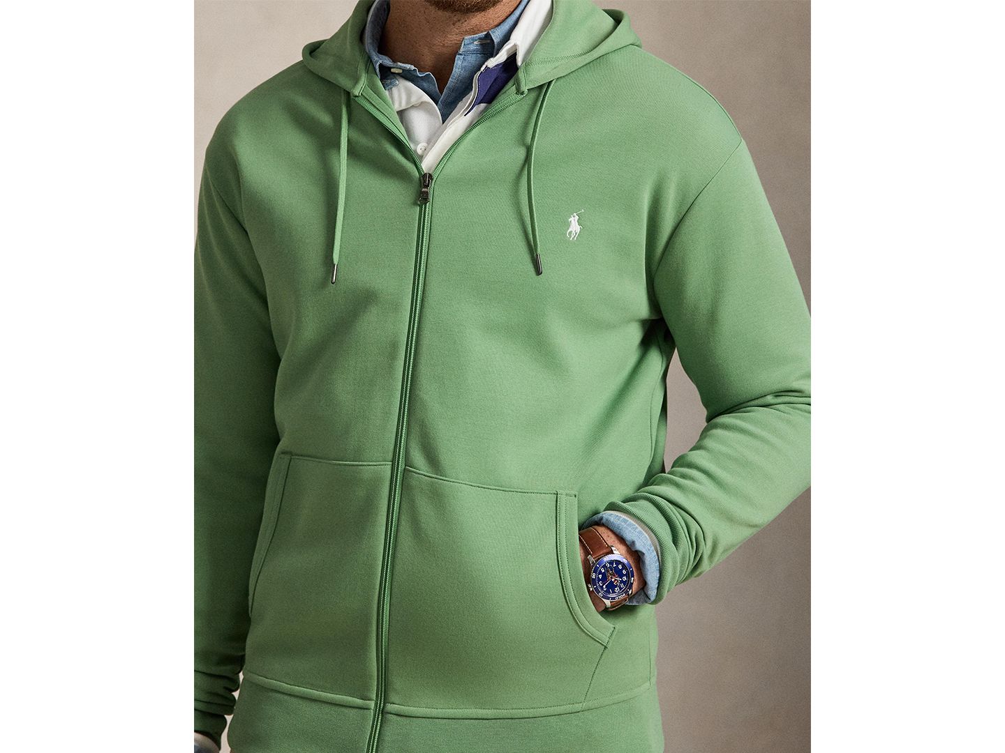 Мужское худи Polo Ralph Lauren Big & Tall Double-Knit Full-Zip, цвет: Лазурный — фото 6