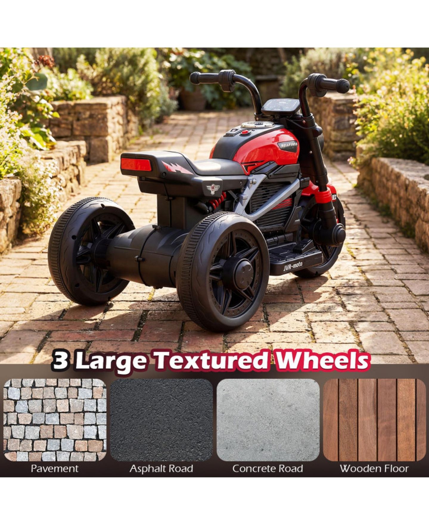 Детская игрушка SUGIFT 6V Toddler Electric Motorcycle 31" 3-Wheel with LED Headlight Ride-On Toy, Ages 3-5, цвет: Красный — фото 9