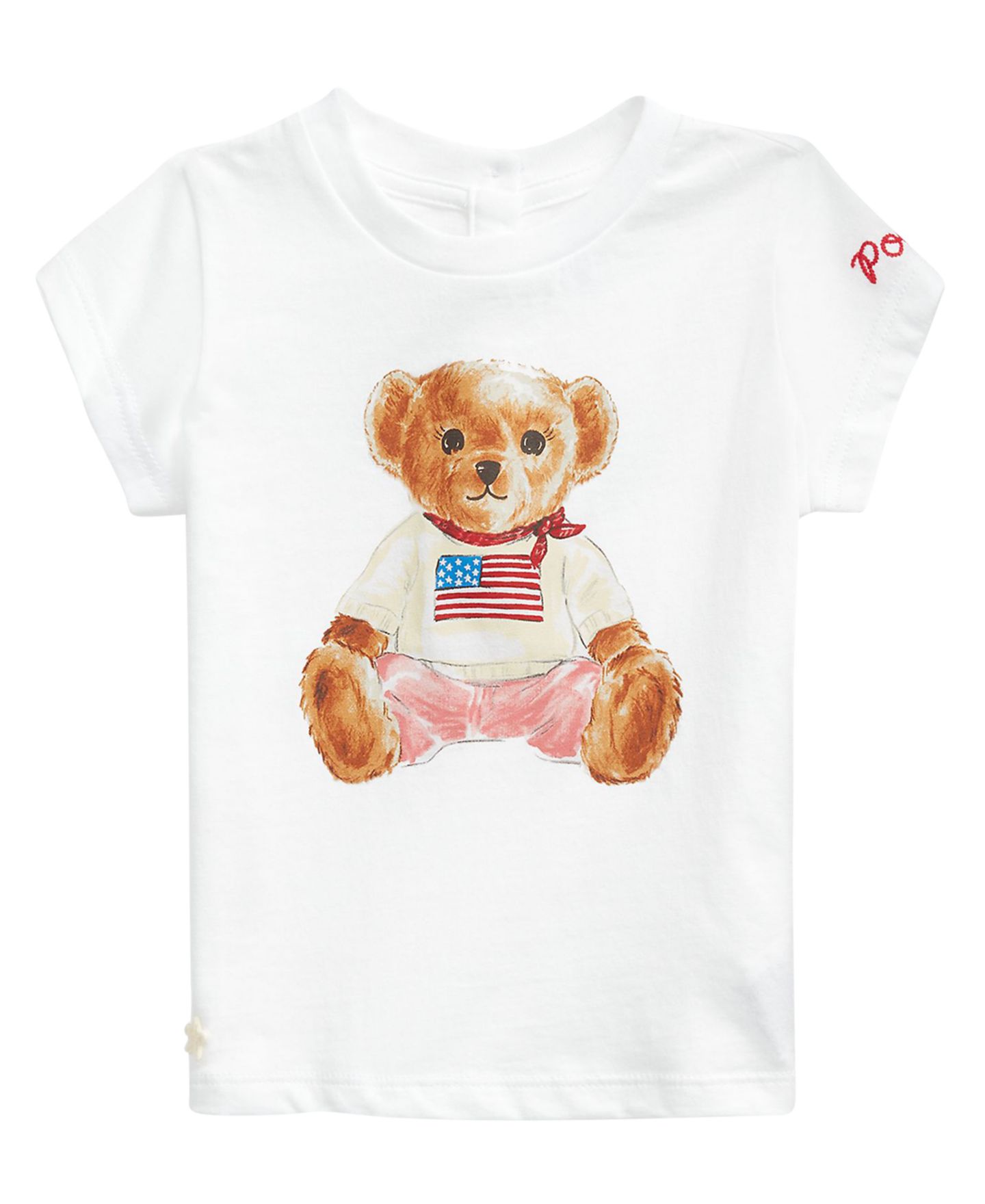 Детская футболка Polo Ralph Lauren Polo Bear с принтом и коротким рукавом, для девочки, цвет: Белый — фото 1