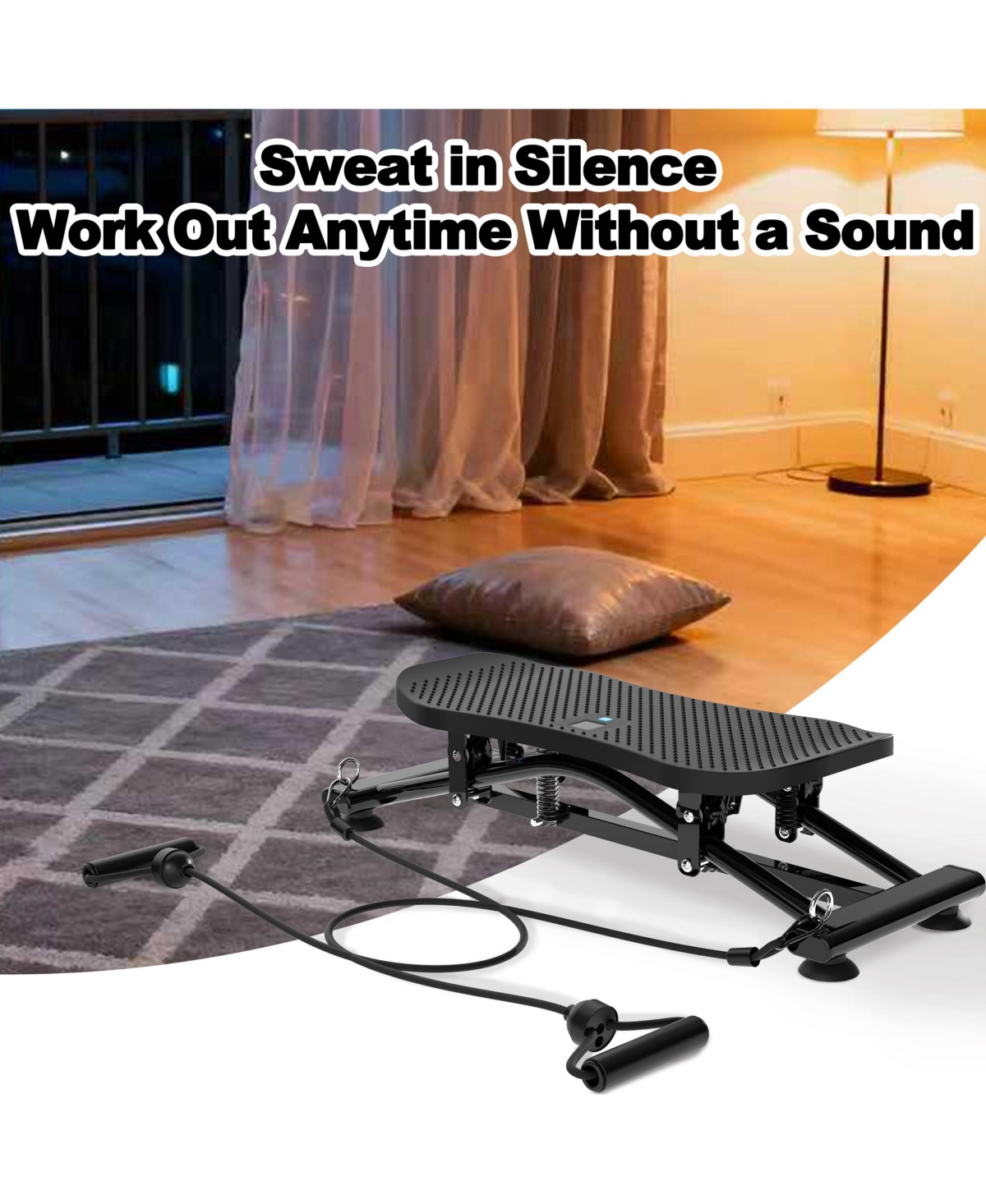 Zeny Indoor Sliding Ski Simulator With Detachable Resistance Bands 300 Lb Capacity Home Fitness Machine