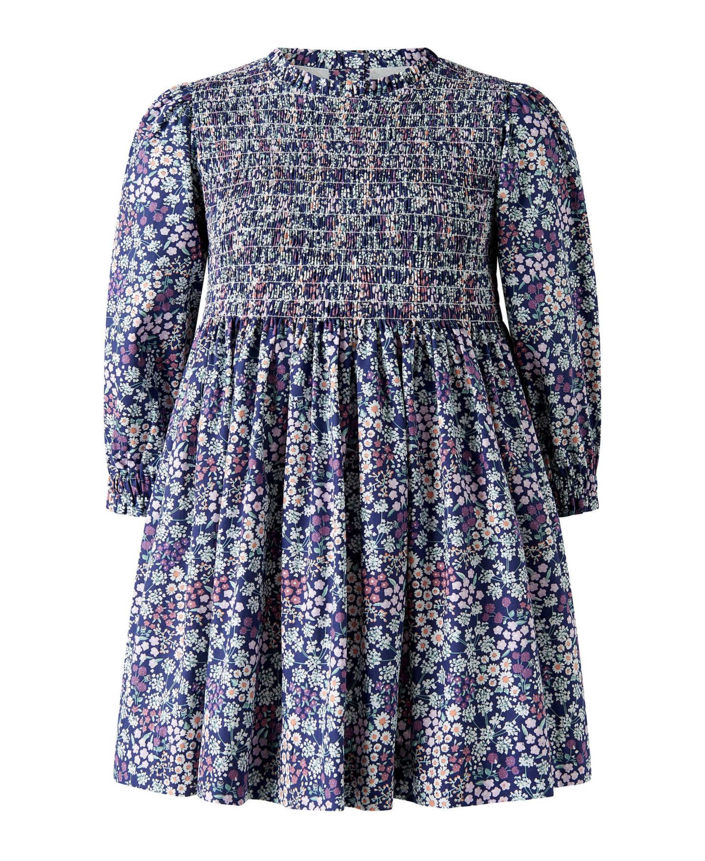 Платье Rachel Riley Wild Floral Long-Sleeve Fit & Flare Dress для девочек-малышей, цвет: Тёмно-синий — фото 1