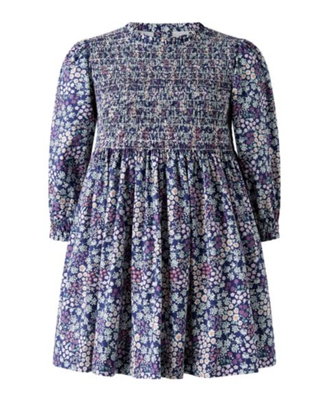 Платье Rachel Riley Wild Floral Long-Sleeve Fit & Flare Dress для девочек-малышей, цвет: Тёмно-синий