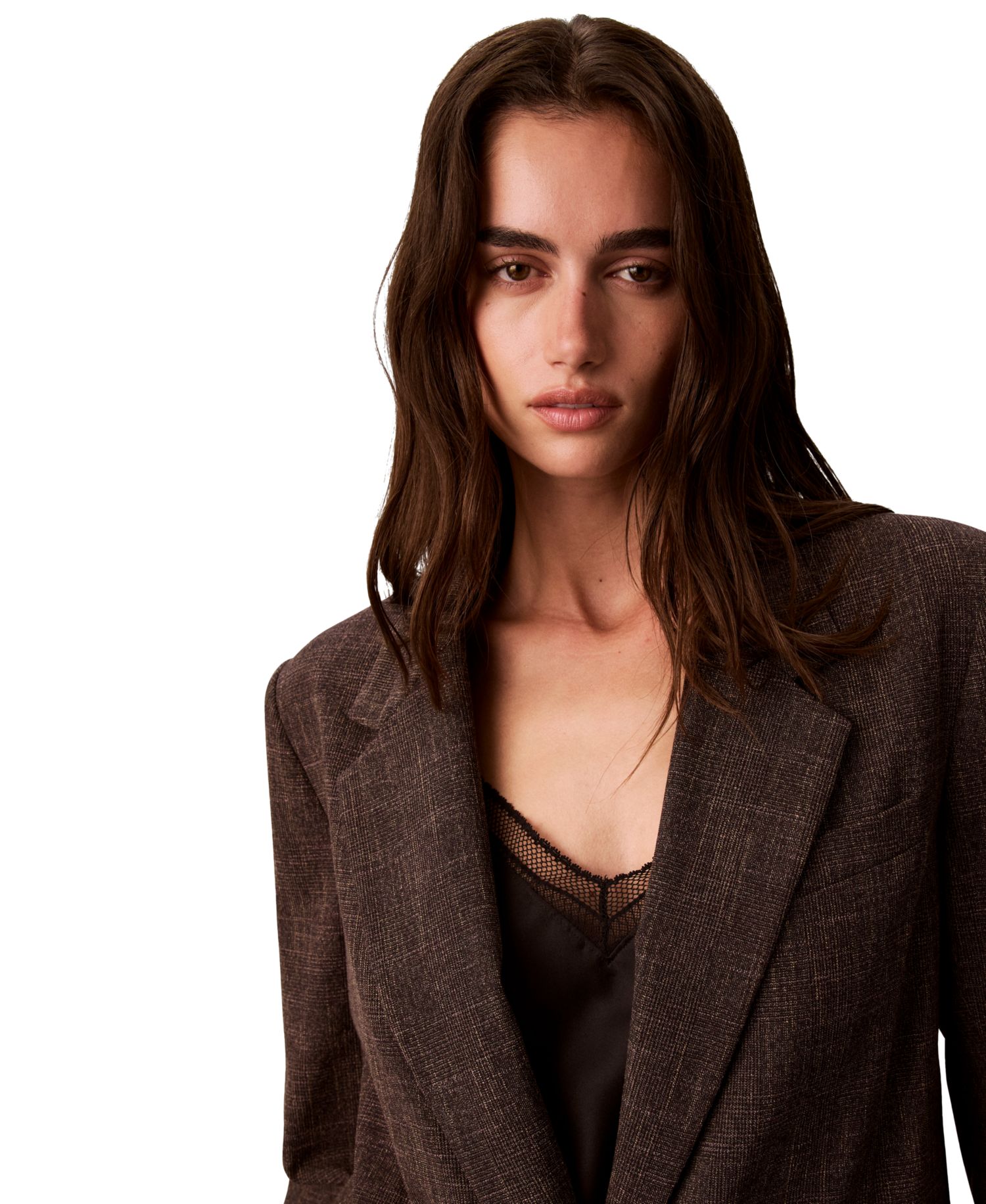 Women's Boyfriend Windowpane Stretch Blazer
