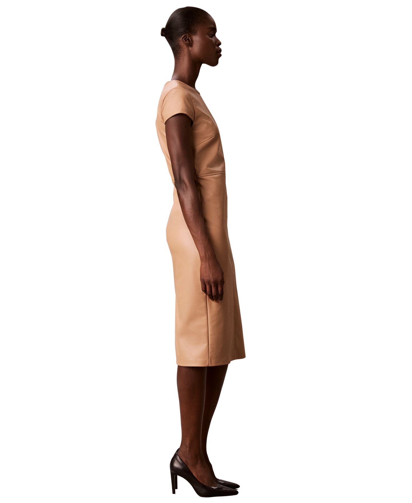 Женское платье Calvin Klein Cap-Sleeve Sheath Midi, цвет: Dark Palomino — фото 3