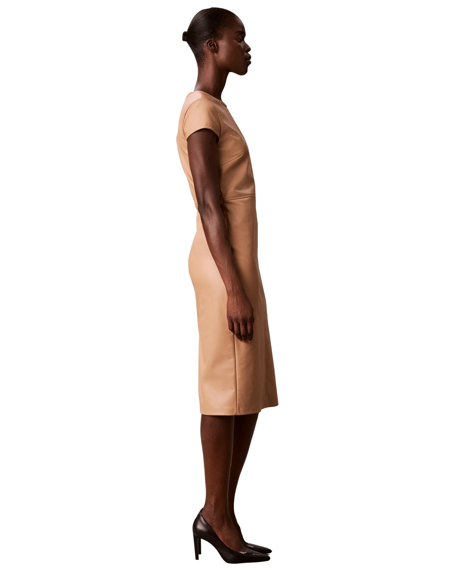 Women's Cap-Sleeve Sheath Midi Dress