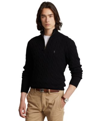 Men's Cable-Knit Quarter-Zip Sweater