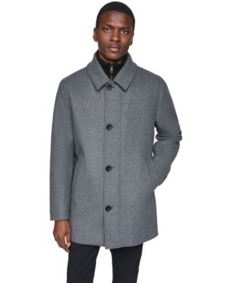 Men's Classic-Fit Wool Coat With Bib Mid-Length Coat
