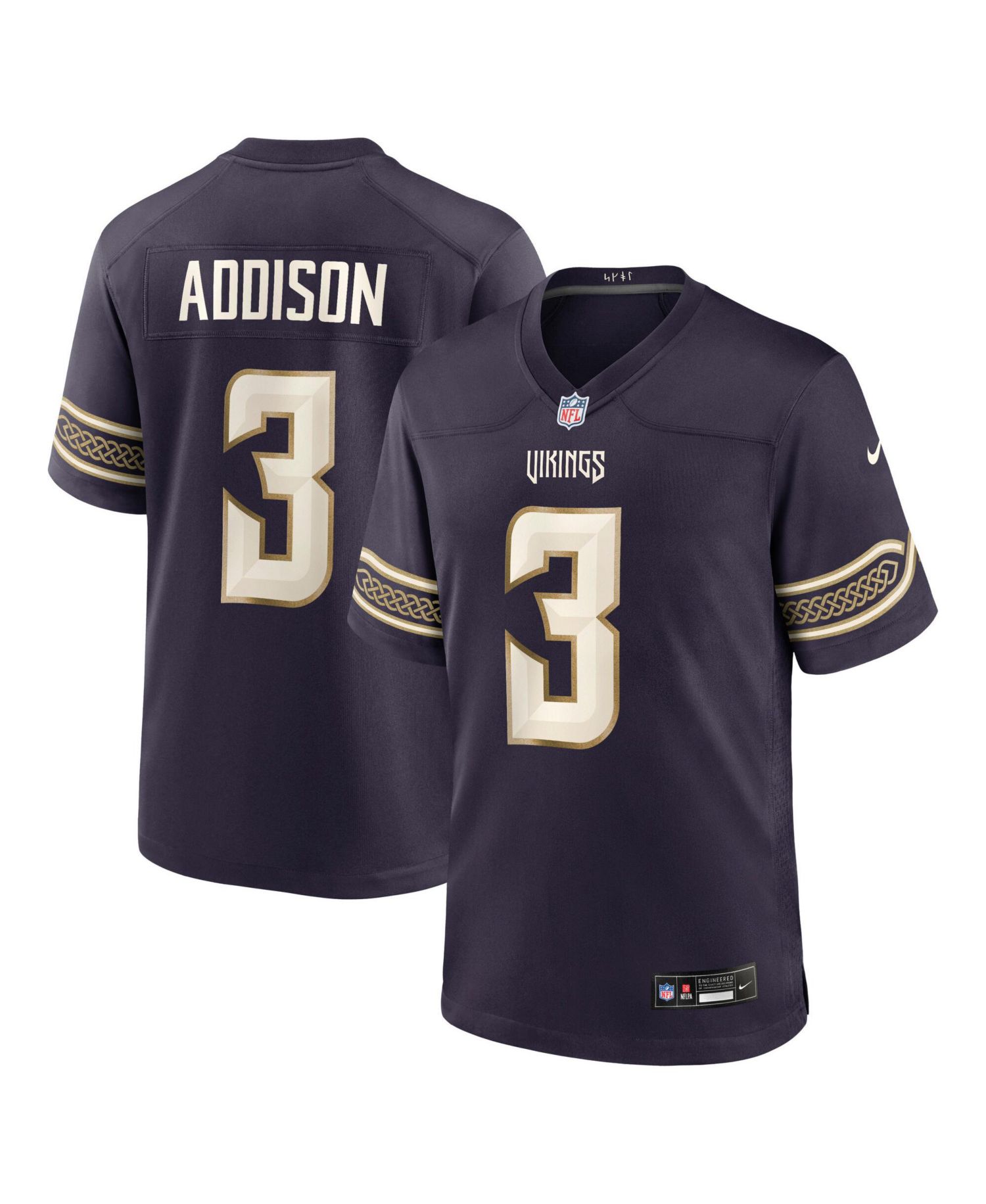 Men's Jordan Addison Purple Minnesota Vikings 2026 Rivalries Collection Game Jersey