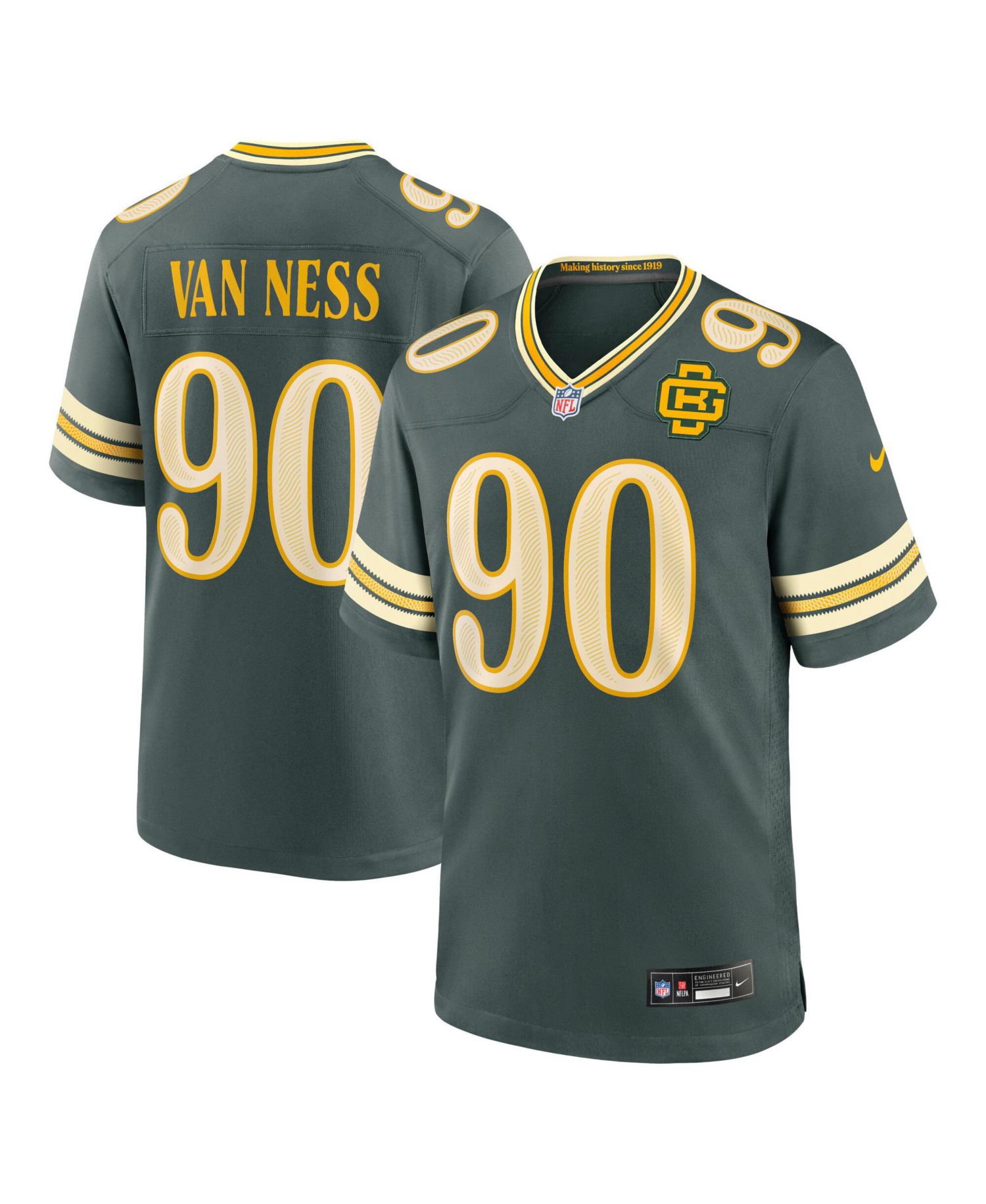 Men's Lukas Van Ness Green Bay Packers 2026 Rivalries Collection Game Jersey